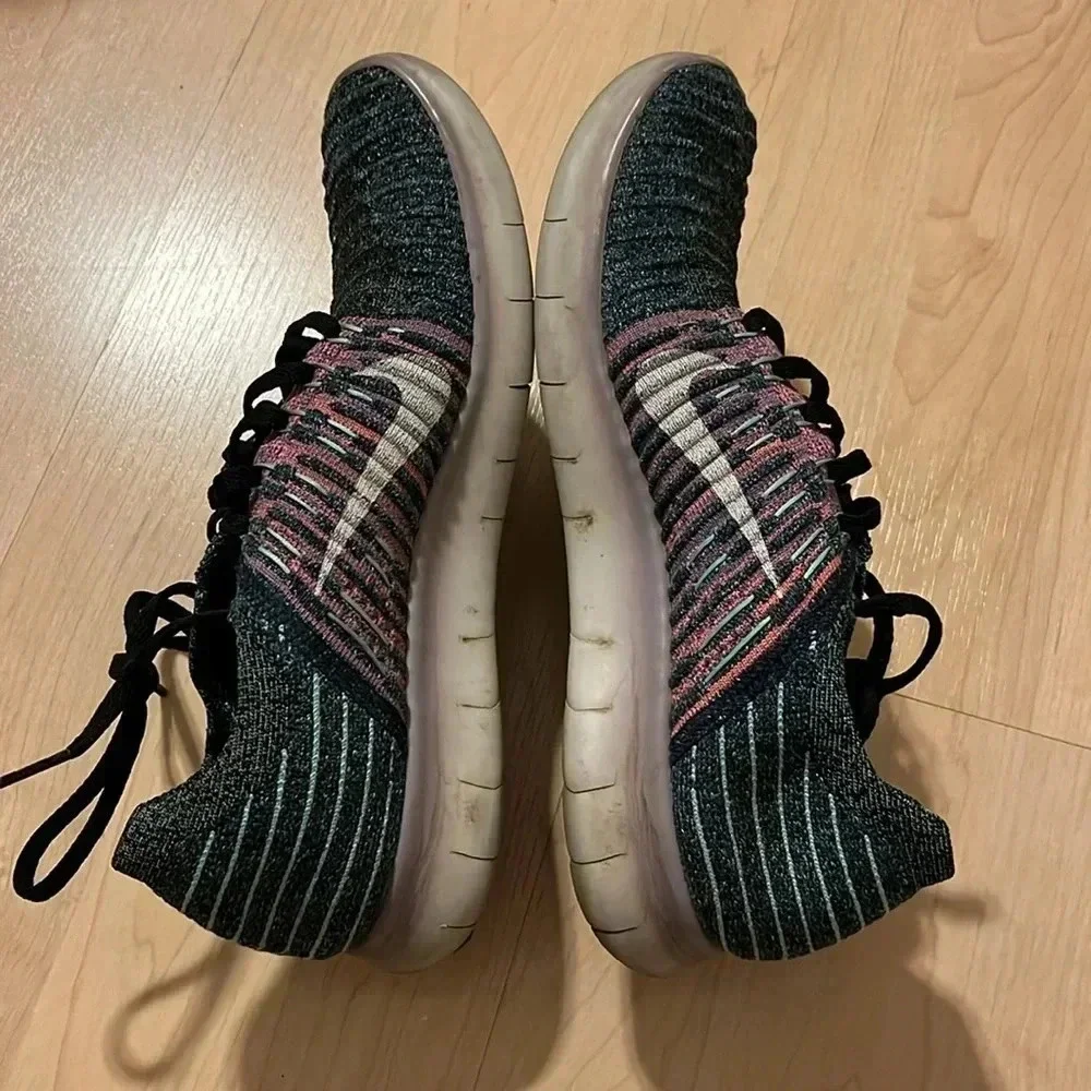 Nike Free RN Flyknit Running Shoes Sneakers Blue Women’s 8.5